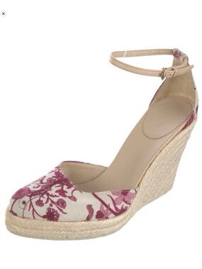 Gucci Women's Frida Giannini resort collection maroon Floral Wedges